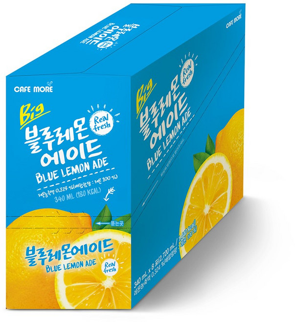 [카페모어] 빅 블루레몬에이드 (340ml 40개입) 블루 스카이톤의 맛 향이 좋은 음료!!, 40개, 340ml