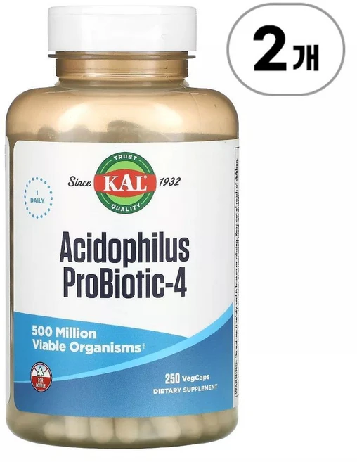 칼 애시도필러스 프로바이오틱스4 KAL Acidophilus Probiotic-4 250정, 2개 - 쿠팡