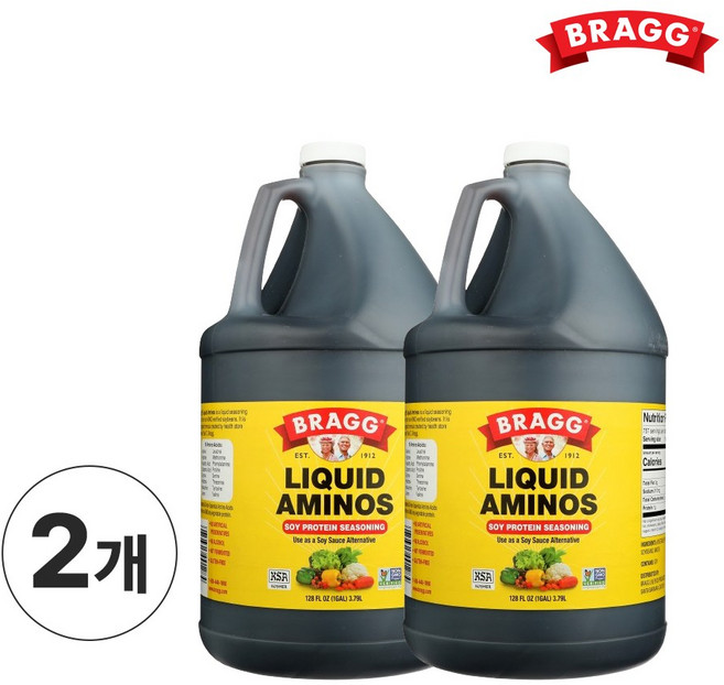 브래그 리퀴드 아미노스 간장 소이 소스 글루텐 프리, 2개, 3.79L