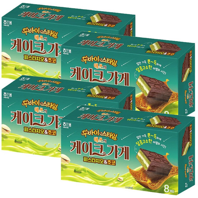 해태 예쓰의케이크가게 피스타치오&초코 두바이스타일, 280g, 4개