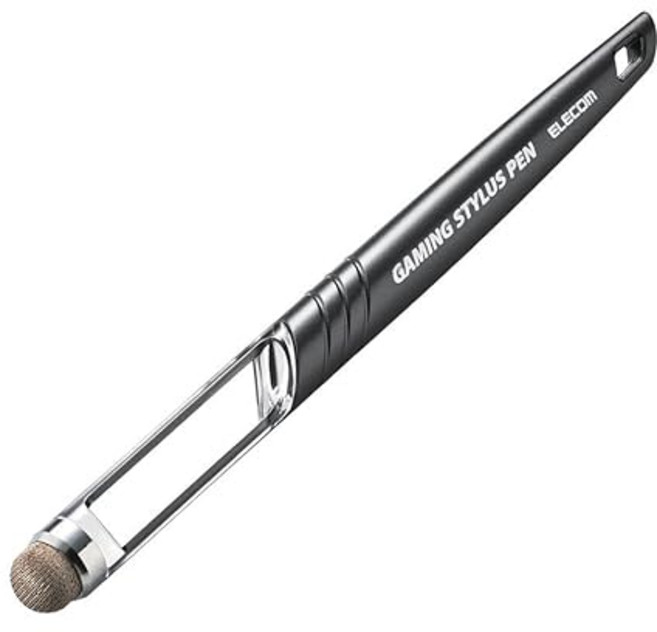엘레콤 터치펜 롱 타입 게임용 클리어 윈도우 도전 섬유 모델 스마트폰 Nintendo Switch 지원 펜촉 직경 8mm 블랙 P-TPLG02BK