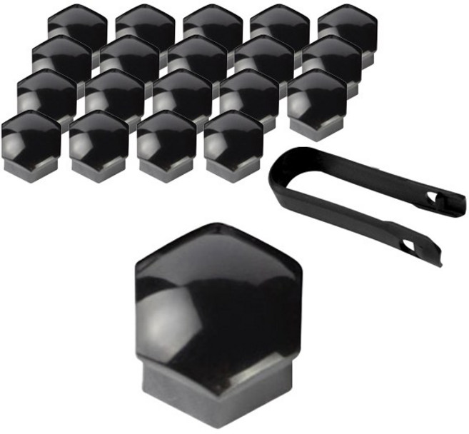 휠 너트캡 21mm 20p + 너트 장착 집게, 1세트, 블랙