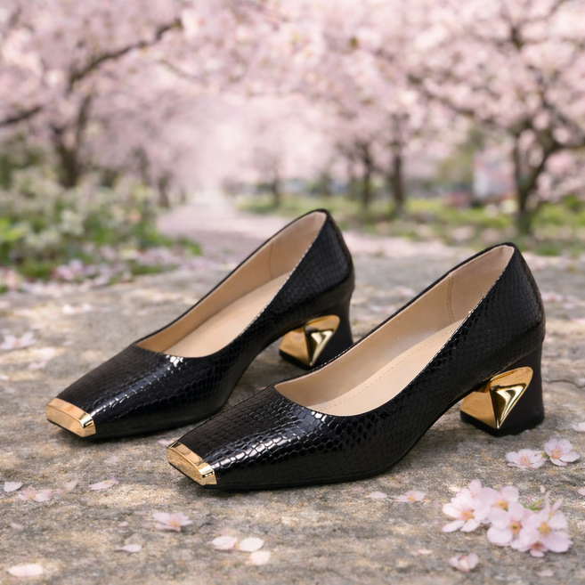 여성용 소가죽 슈즈 봄 여름 가을 발편한 가벼운 통굽 효도 광택 로퍼 5cm