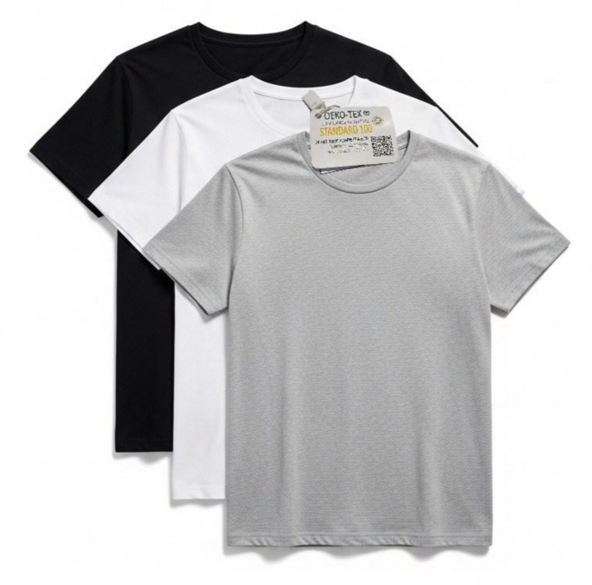 와우코지 남녀공용 무지 면 반팔티 3장 - 30수 순면 라운드넥 단체 교복용 오코텍스 인증