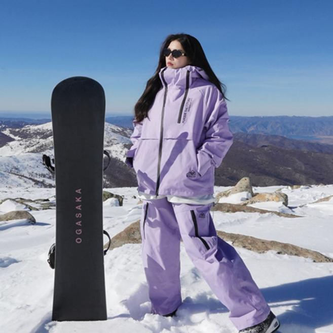 스키복 겨울 세트 스노우먼트 보드복 겨울보온 스노우보드복썰매 방한복 상하세트 color 남여공용 라벤더/블랙
