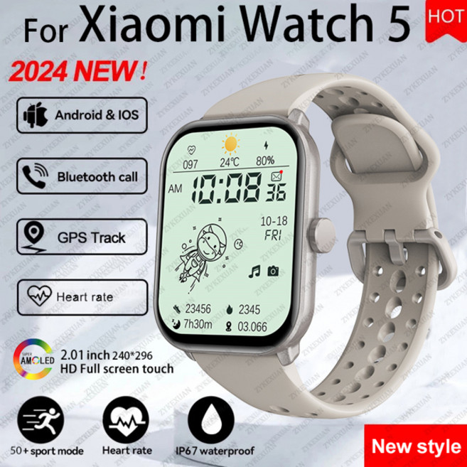 Xiaomi Watch 5 글로벌 버전 남성 여성 HD AMOLED 스크린 심박수 블루투스, 회색