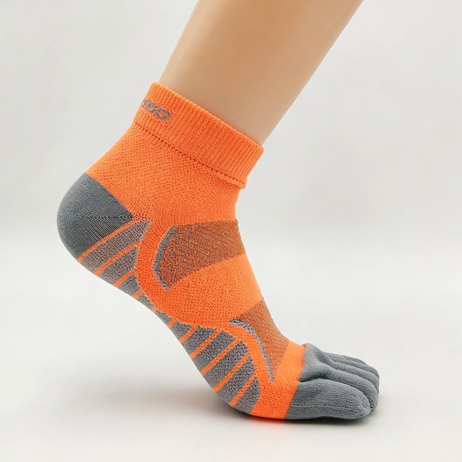 베룽코 패스터 앵클 스포츠 마라톤 사이클 러닝 트레킹 골프 발가락 양말, L 270~290mm, 그레이오렌지, 1개