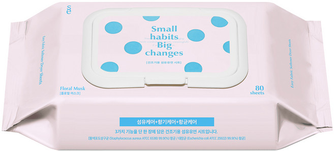 소소이지 건조기 시트 드라이 시트 섬유유연제 플로럴 머스크 향, 1개, 80매입