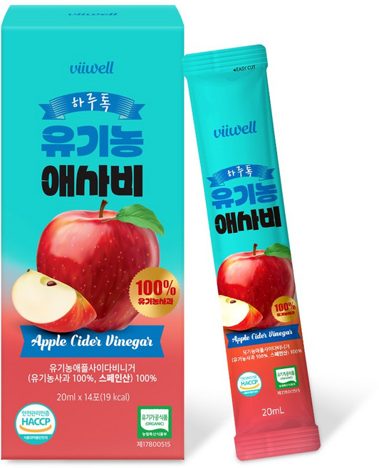 비웰 하루톡 유기농 애사비 20ml x 14포 1박스, 280ml