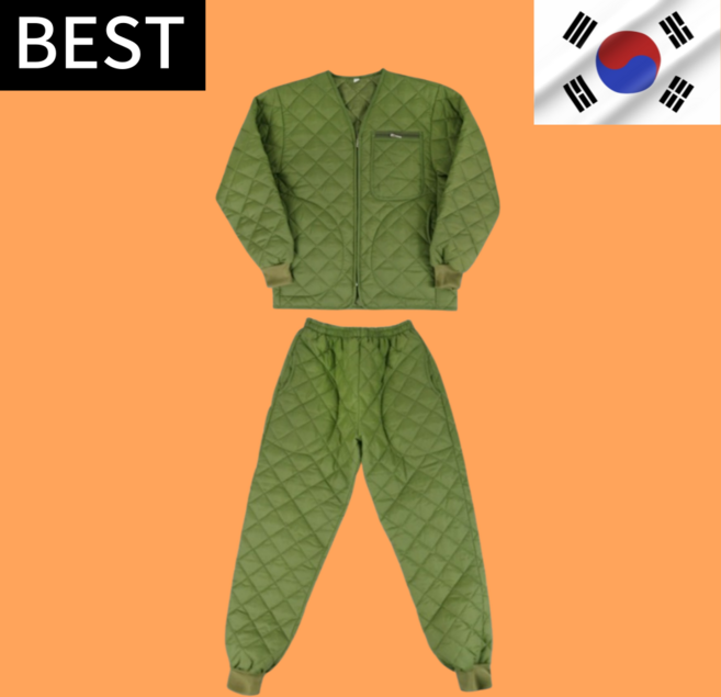 국산 깔깔이 상의 밀리터리 군대 군용 방상내피 깔바지 세트 방한복 경량패딩 누빔 핸더스