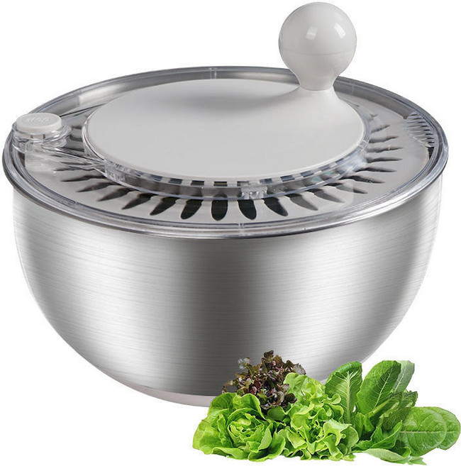 蔬菜脫水器不鏽鋼脫水器手動果蔬沙拉甩幹機家用果蔬脫水機瀝水籃, 1個, 如圖