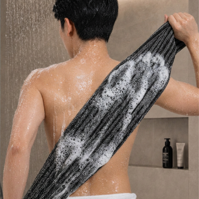 디에스토 각질제거 때타올 바디 샤워타올, 딥블랙, 1개, 1개입