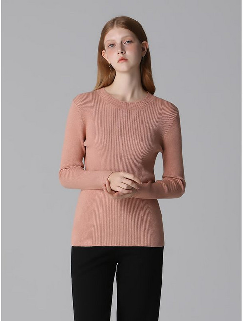 레노마레이디 라운드넥 골지 니트 택가격 142000원