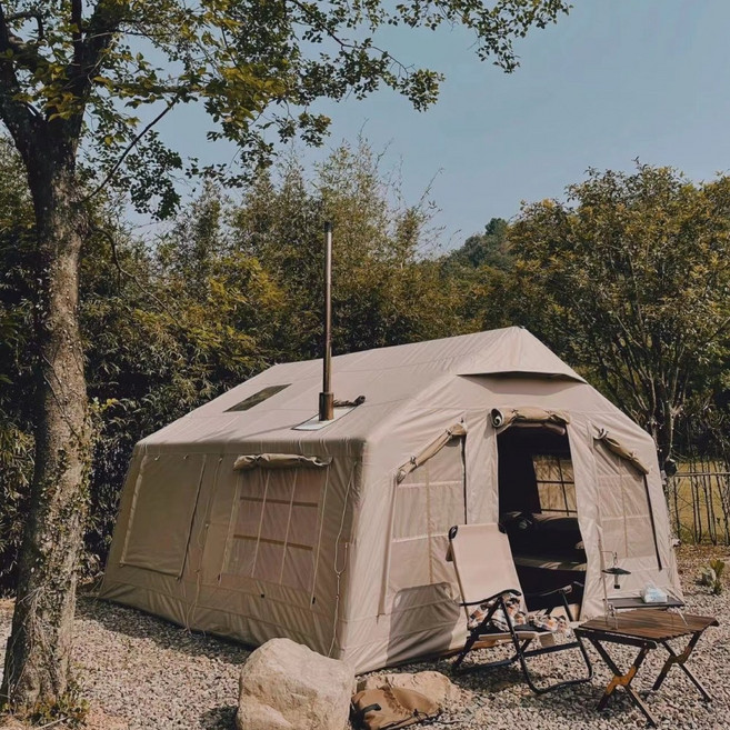 [당일 발송 A/S가능] 집콕시그널 사계절 에어텐트 13.2 면텐트 감성 글램핑 텐트, 방수 3000m, 오트밀베이지, 4~8 인용