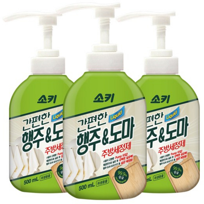 [무궁화] 소키 간편한 행주도마 주방세정제, 500ml, 3개