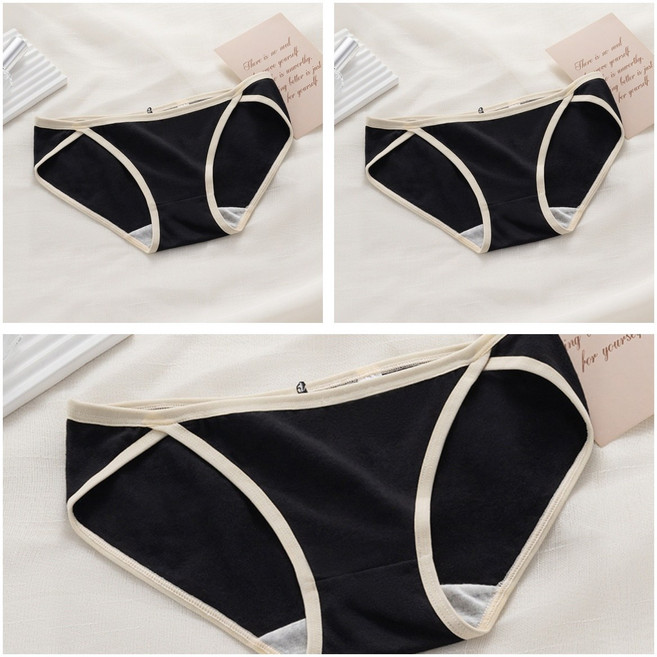 에델린 여성용 통기성 데일리 순면 Y존 편한 슬림 배색 코튼 팬티 3p