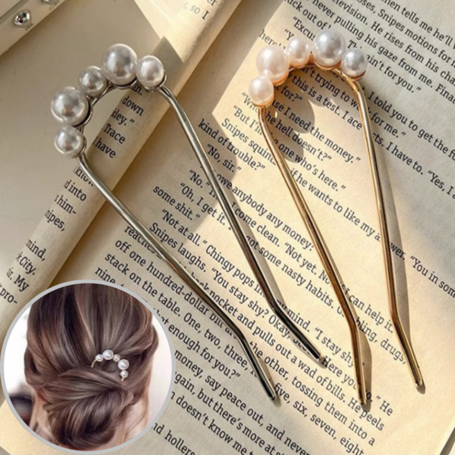 슈리팜 올림머리 U자형 비녀 진주 헤어핀 머리핀 셀프 웨딩 소품