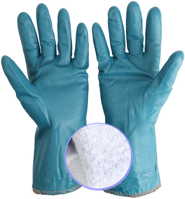 DK 3색 다용도 기모 고무장갑 김장 작업 욕실청소 겨울철 세차 설거지 손시럼방지, 1개, 대(L), 청녹