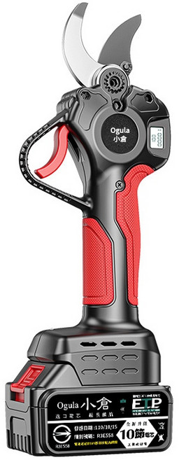 Ogula 無刷電動修枝剪 5.0cm 直徑 SK5刀片 升級耐磨鍍鎳刀刃 750W大功率, 1個, 塑箱+刀片+油壺+手套+磨砂條+扳手+套筒+電池+機器