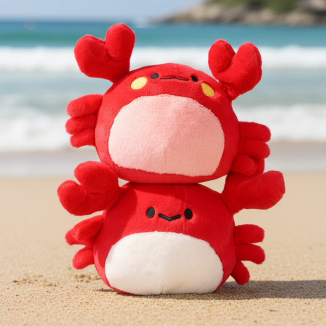 귀여운 꽃게 인형 M 사이즈 보들보들한 바다 생물 동물 쿠션 애착인형, 꽃게(가을이)25cm