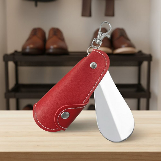 생활해랑 미니 휴대용 구두주걱 헤라, 1개, 버건디 레드