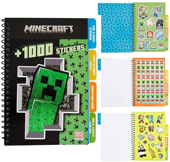 Minecraft 아동용 스티커 북 - 28장 스크랩북용 1000개 이상의 크리퍼 컬렉터 스티커 창의적인 활동 세트 남아용 게이머 선물, Minecraft 아동용 스티커 북 - 28장, 스크랩