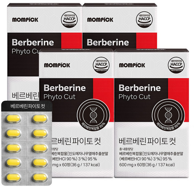 맘픽 베르베린 식약청인증 추천 HACCP 파이토, 4개, 60회분