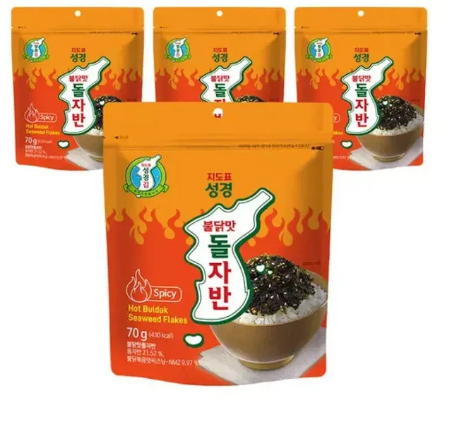 성경김 매콤 불닭맛 돌자반 x 4봉, 성경김본사