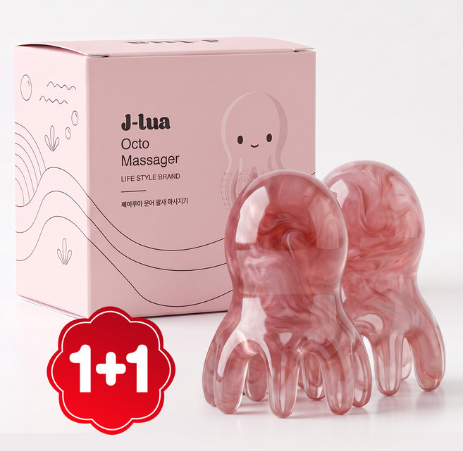 제이루아 문어 괄사 두피 마사지 1+1, 핑크, 1세트
