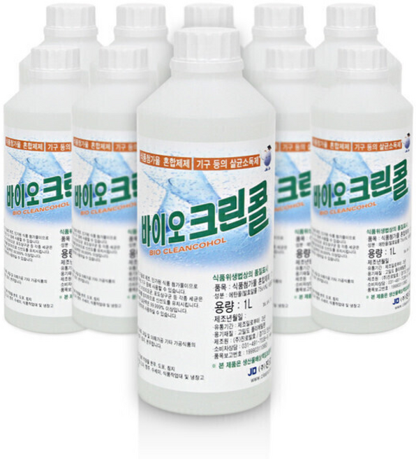 진로발효 바이오크린콜 발효알콜75%, 10개, 1L