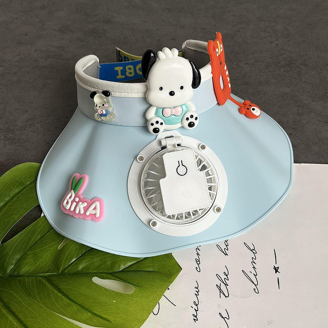 兒童防曬風扇遮陽帽，夏季空頂寶寶太陽帽, 1個, 帕恰狗電風扇升級版