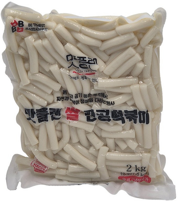 [낱개] 맛플랜 비비푸드 쌀 진공 떡볶이 떡 (소 5cm) 2kg, 3개