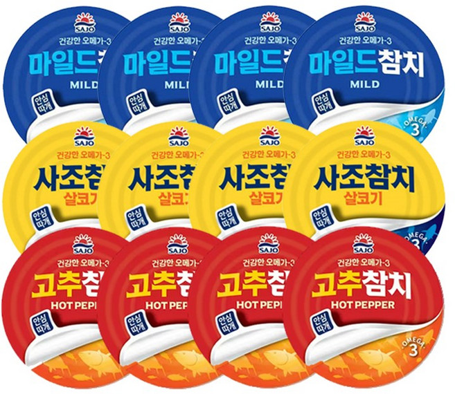 사조해표 참치 85g 기획세트 ( 마일드4+살코기4+고추4 ), 1세트