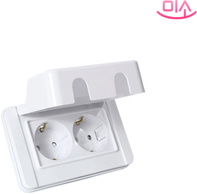 현대 국산 방우2구 가로 일자형 콘센트 화이트, 1개