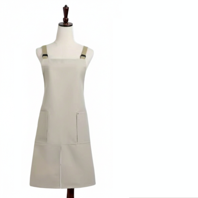 방수 캔버스 앞치마 카페 바리스타 식당 주방 공방 작업복, 베이지