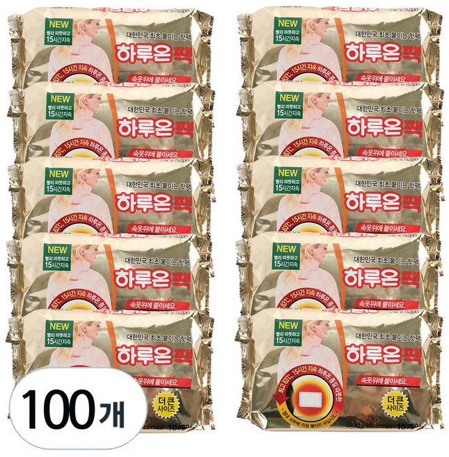 지엘 하루온팩 핫팩 하루종일 따뜻한 온팩 붙이는핫팩 온열팩 10개입10개, 1개