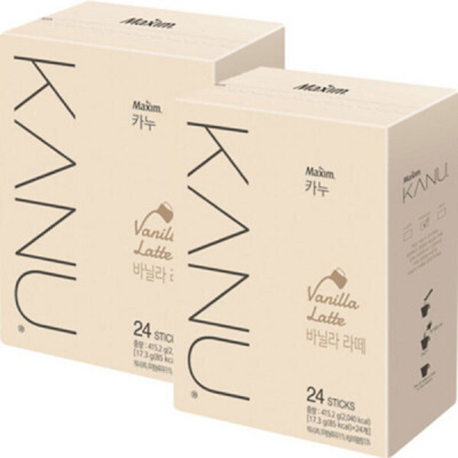 맥심 카누 바닐라 라떼 24개입 2개, 17.3g