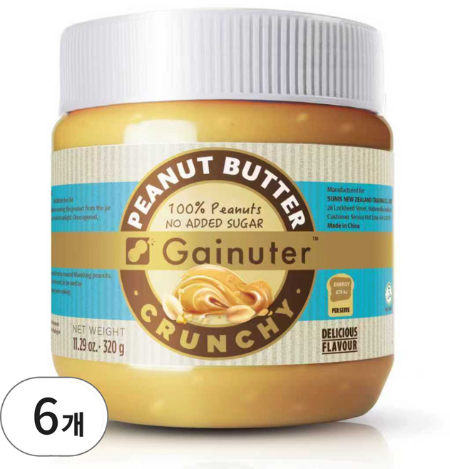 제이넛터 무가당 땅콩버터 크런치 320g 6개