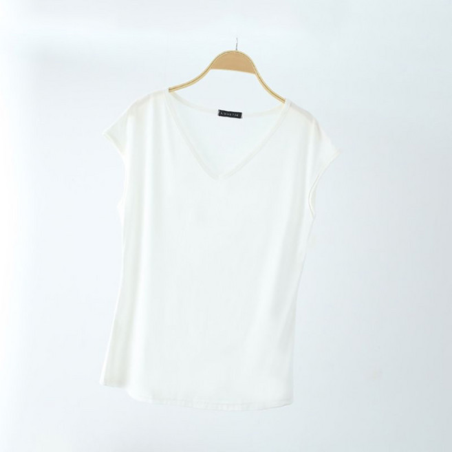 셀럽당 여름 얇은 민소매티 여브이넥 반팔 상의 루즈핏 빅사이즈 나시 캐주얼 이너Q04354