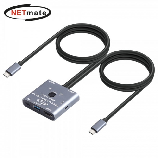 (강원전자) NETmate NM-TCK02 (HDMI KVM스위치/2:1/USB C/케이블 포함), 1개