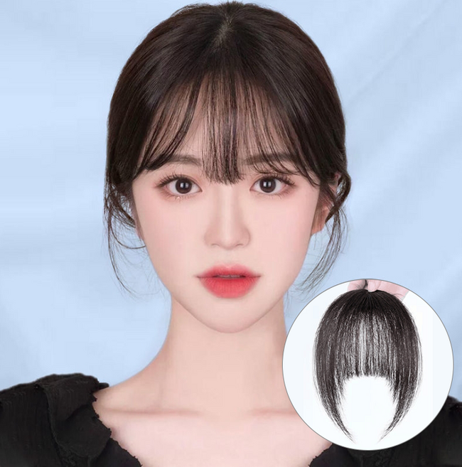 오비안 볼륨 시스루뱅 헤어피스 앞머리 가발, 1개, 사이드O - 자연갈색