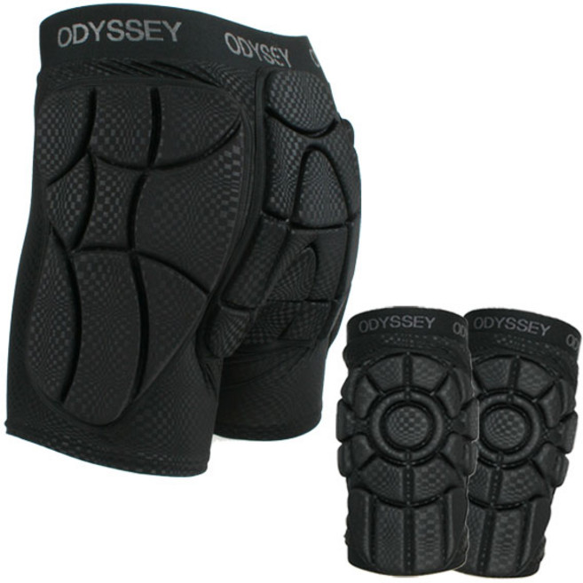 오디세이 블랙 스키 스노우보드 보호대 엉덩이 무릎 세트, 1개