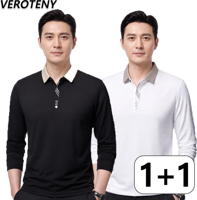 5위 - 1+1 남성 폴로셔츠 남자 카라티 긴팔티 오피스 하이퀄리티 폴로티 캐주얼 골프웨어 남성 긴팔 티셔츠 CX-3