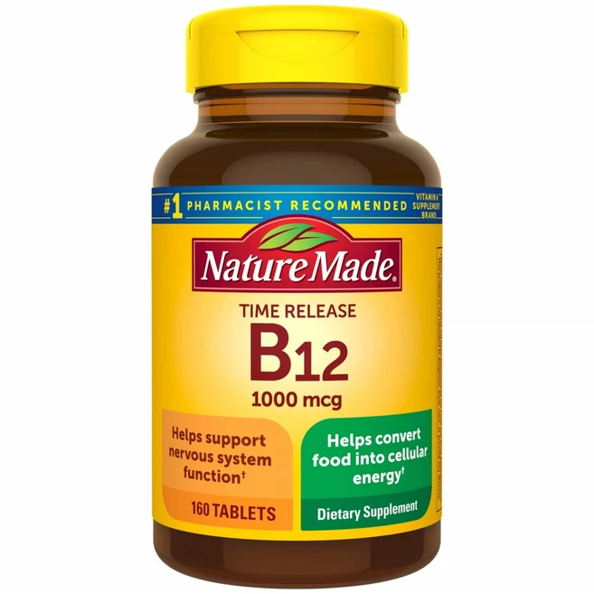 네이처메이드 타임 릴리즈 비타민 B12 1000mcg 칼슘 함유, 1개, 160개, 160정 - 쿠팡