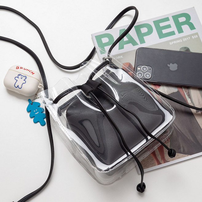 엔도르시 여성용 투명 PVC 파우치 크로스백 EBA076