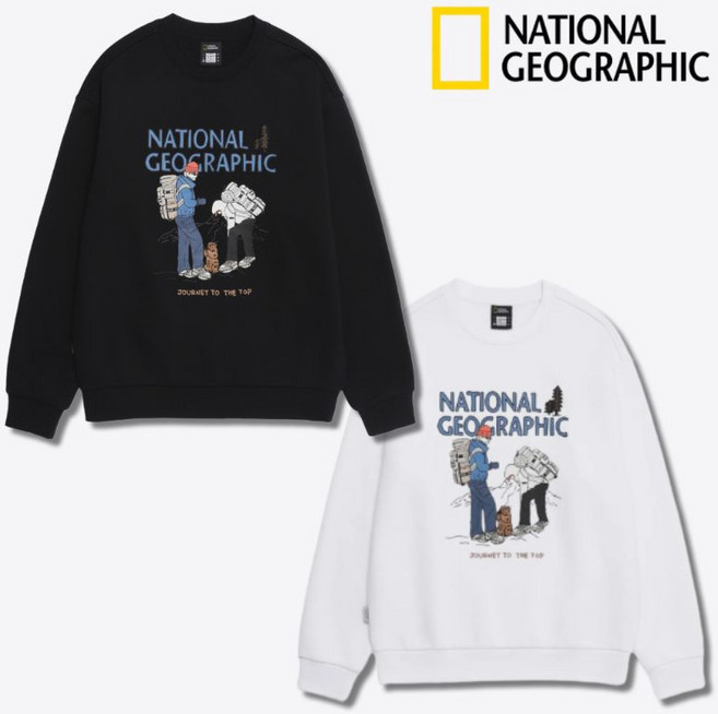 백화점정품 내셔널지오그래픽 남성 기모 그래픽 맨투맨 긴소매 긴팔 베이직 티셔츠