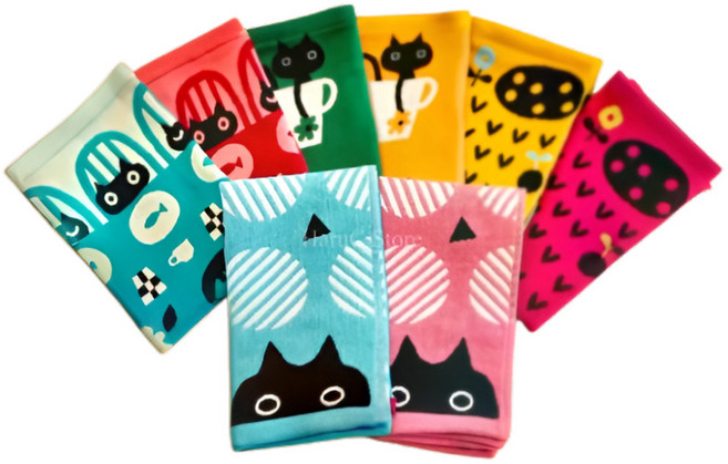 하루시 북유럽풍 핸드타올 주방수건, 1개, 머그잔 고양이(오렌지)