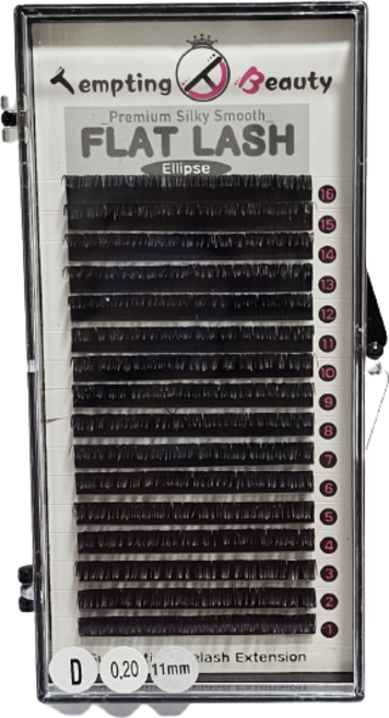 템팅뷰티 플랫래쉬 플랫모 납작 연장용 속눈썹 16줄 C컬 D컬, 1개, 9mm, C컬/0.10