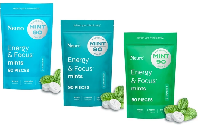 Neuro mints 뉴로 에너지 포커스 민트 90정, Spearmint, 1개 - 쿠팡