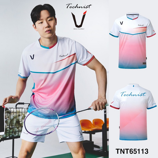 테크니스트 배드민턴 티셔츠 반팔 상의 화이트 피치 민트 TNT65113 남성 여성 경기복